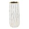White Porcelain Tall Vase with Gold Wavy Design By Kinor Decor